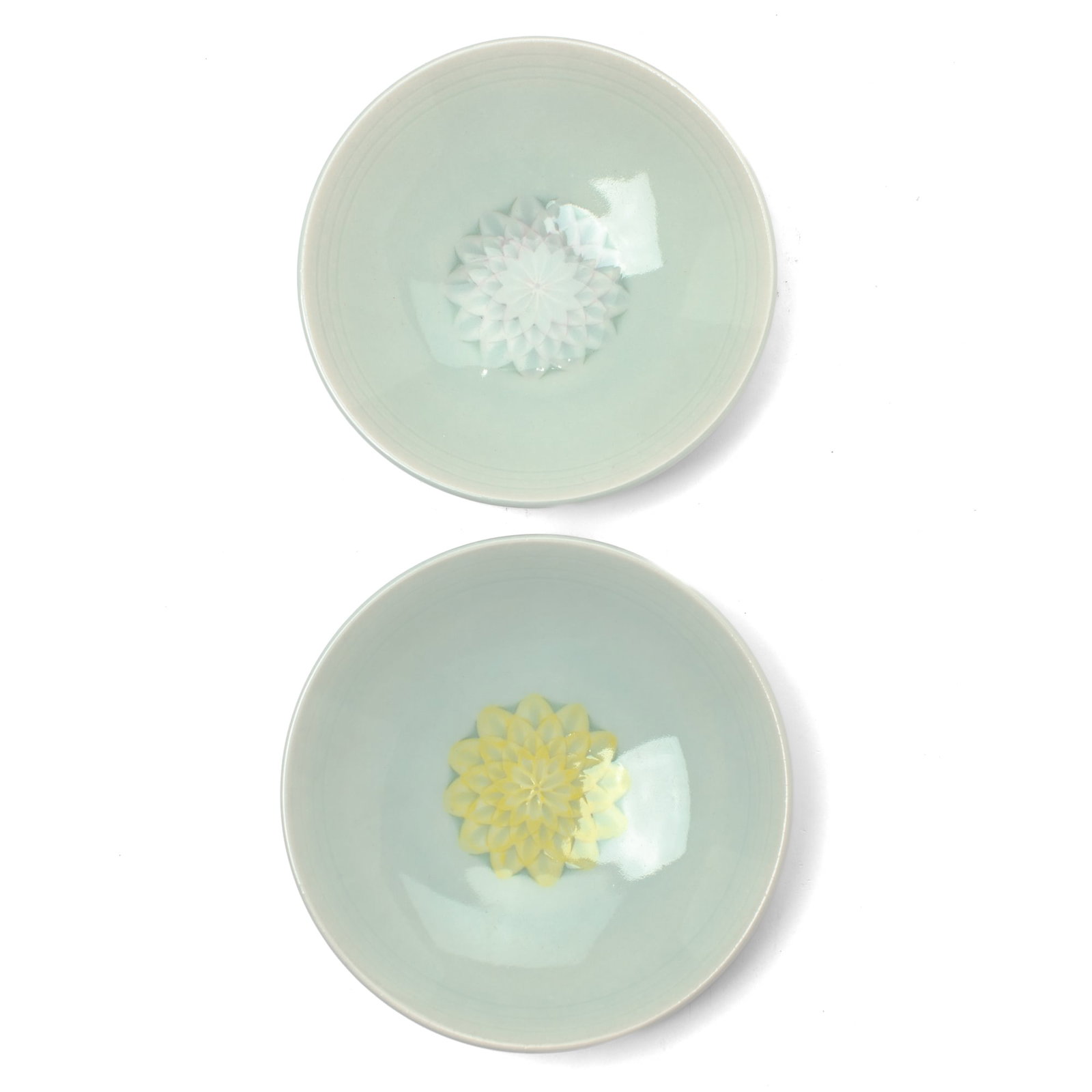 Nana Kuo (WA) Pair Celadon "Lily Pad" Saucers (1 of 3)