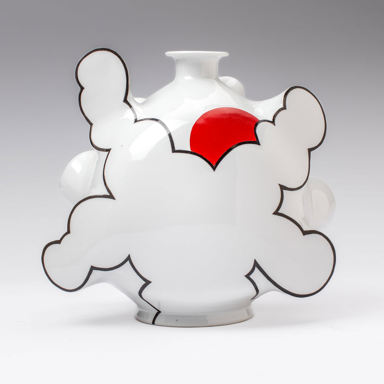 Sam Chung "Cloud Flask Vase" Porcelain Vessel: Sam Chung (b.1970 Arizona) "Cloud Flask Vase" Porcelain Vessel. Signed on base. Measures 10x11x7". Collection of Mike Peck, Seattle WA. Excellent condition.
