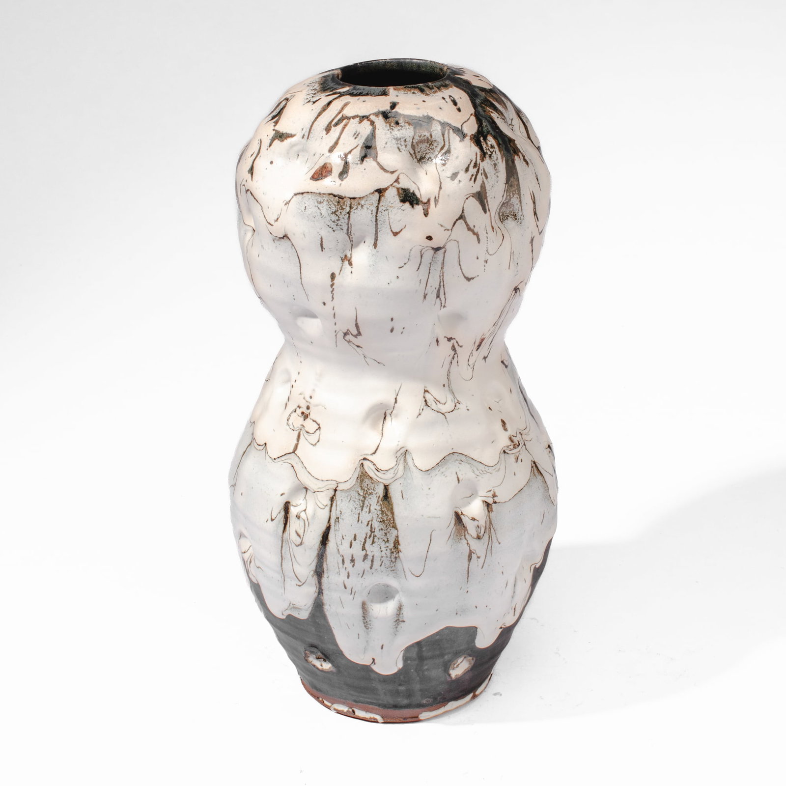 "Snow" White & Black Drip Glazed Vase (1 of 4)