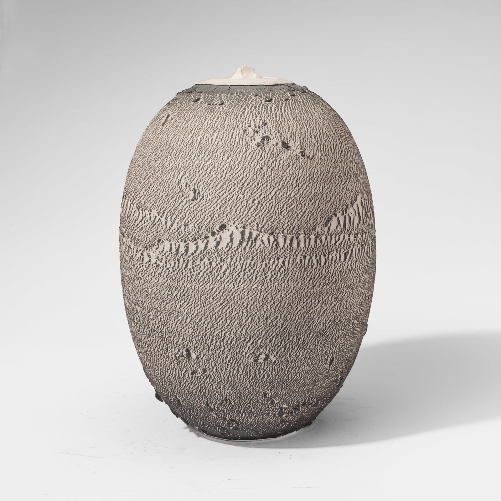 Matt Allison (WA) Studio Pottery Lidded Jar, 2008: Matt Allison (Washington) Studio Pottery Lidded Jar, 2008. Signed and dated on base. Allison is known for his unique treatment of surfaces with this jar having a variety of textures and treatments
