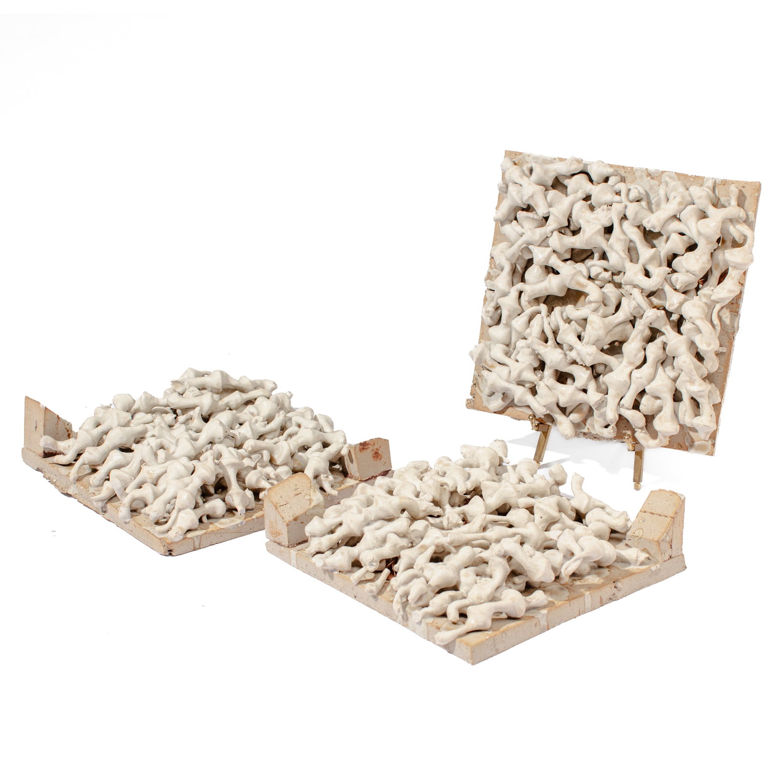 Set of 3 Abstract Ceramic Sculptural Wall Plaques (1 of 4)