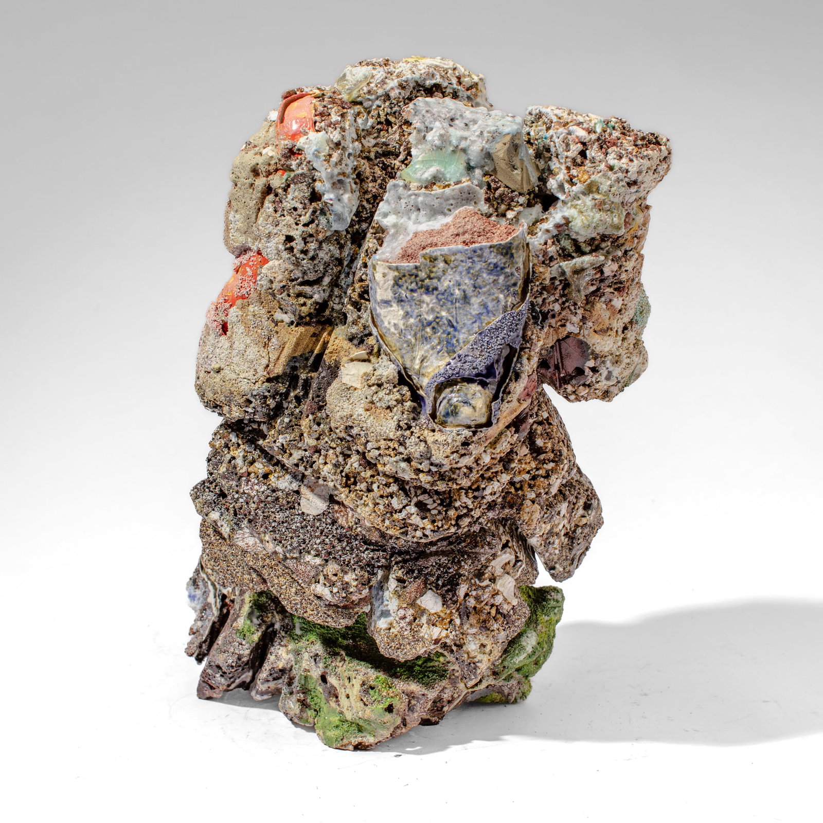 Gregory Pierce (WA) Abstract Glazed Assemblage: Gregory Pierce (Washington) Abstract Glazed Assemblage Sculpture. An interesting artwork made from fused native rock, clay, glaze, glass, sap, and resin. Gregory Pierce is the Chair of the Fine Art De