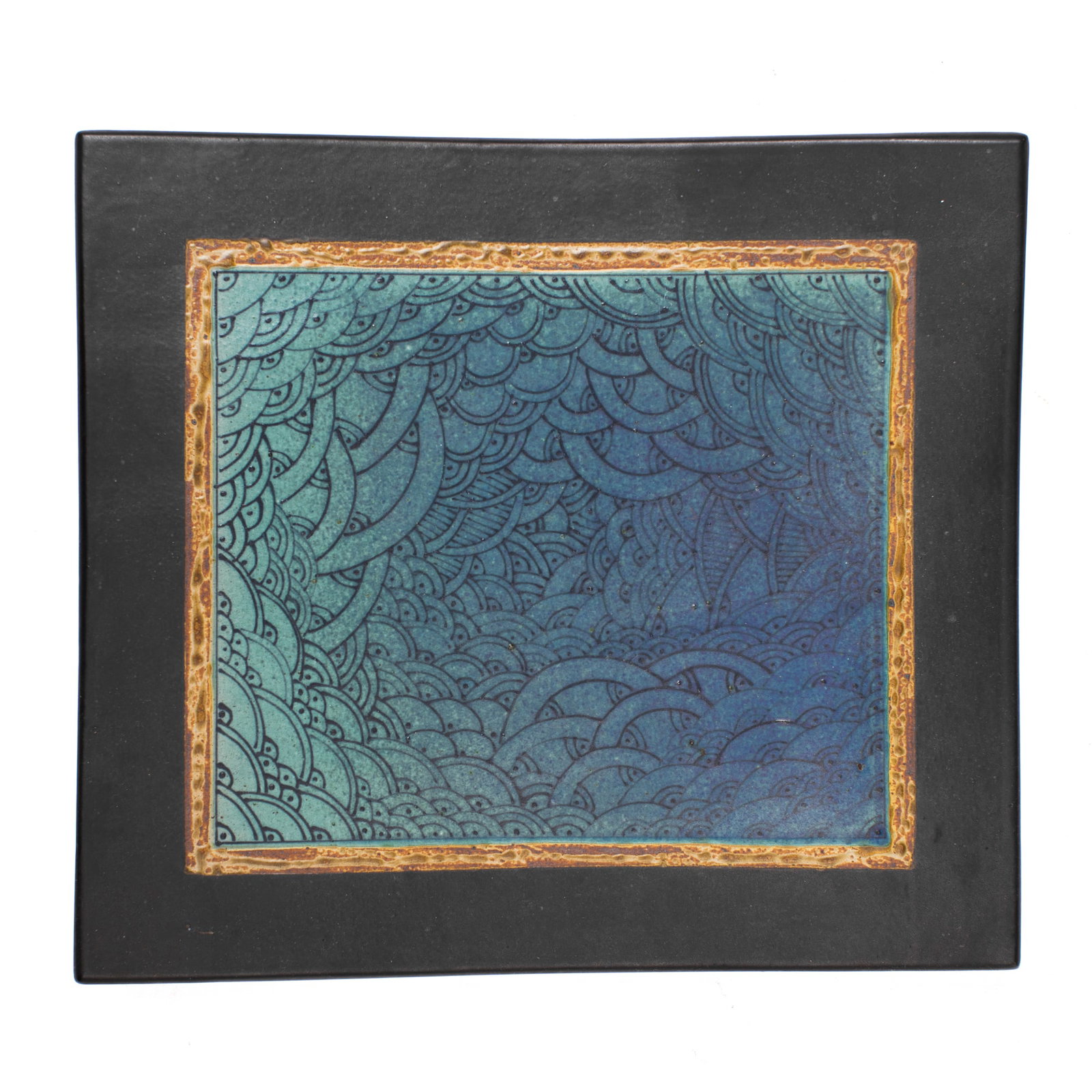 Donna Tousley (WA) Decorated Footed Stoneware Tray (1 of 3)