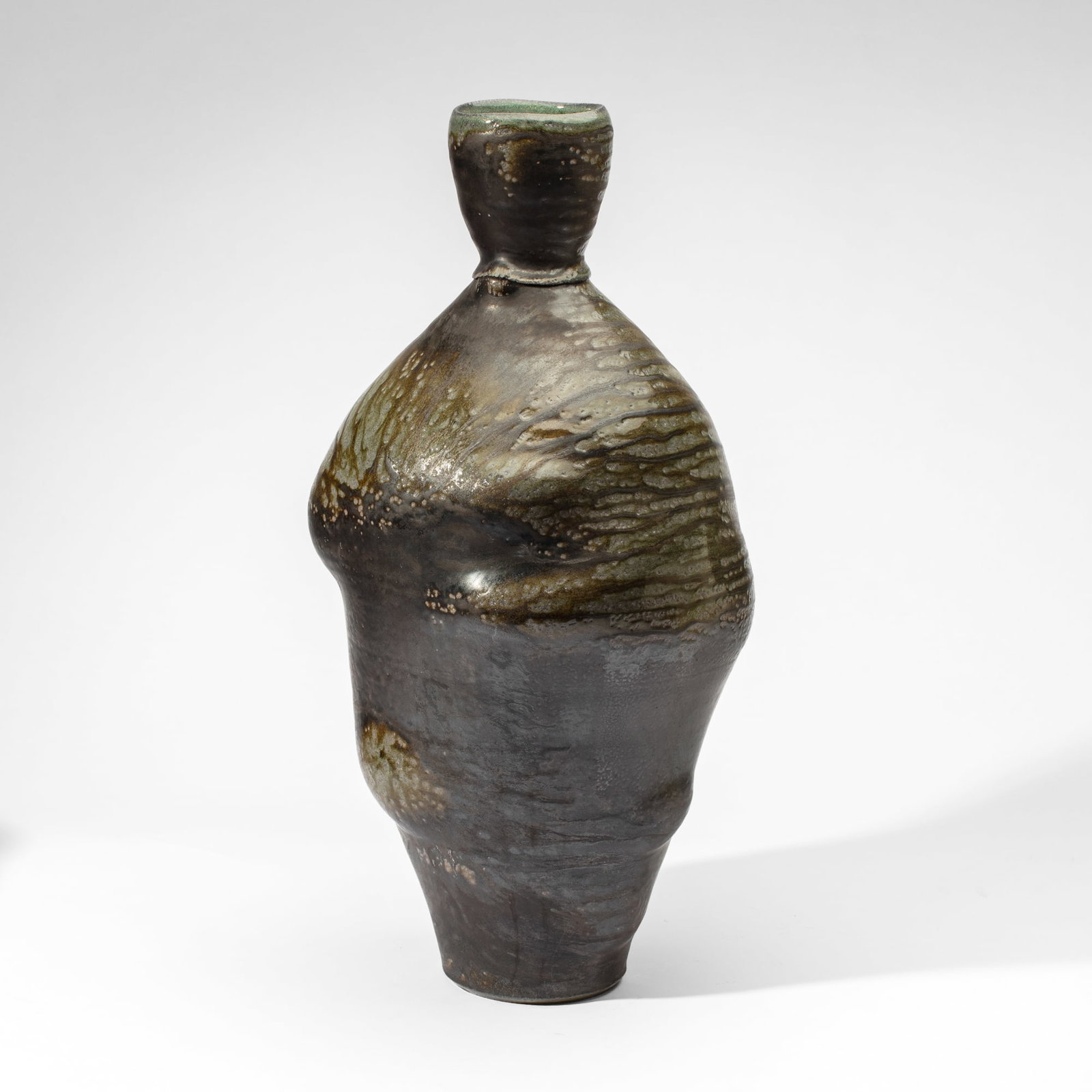Large Studio Pottery Wood Fired Vase: Large Studio Pottery Wood Fired Vase. Appears unsigned. Measures 24x11". Collection of Mike Peck, Seattle WA. Excellent condition.