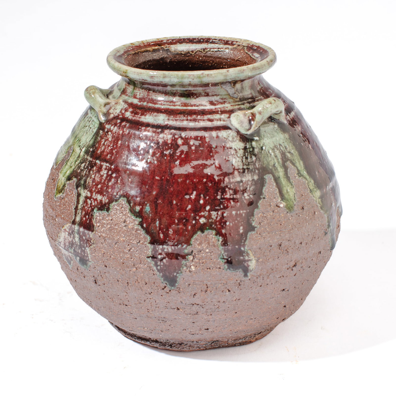 Japanese Bizen Ware Splashed Glaze Vase (1 of 2)