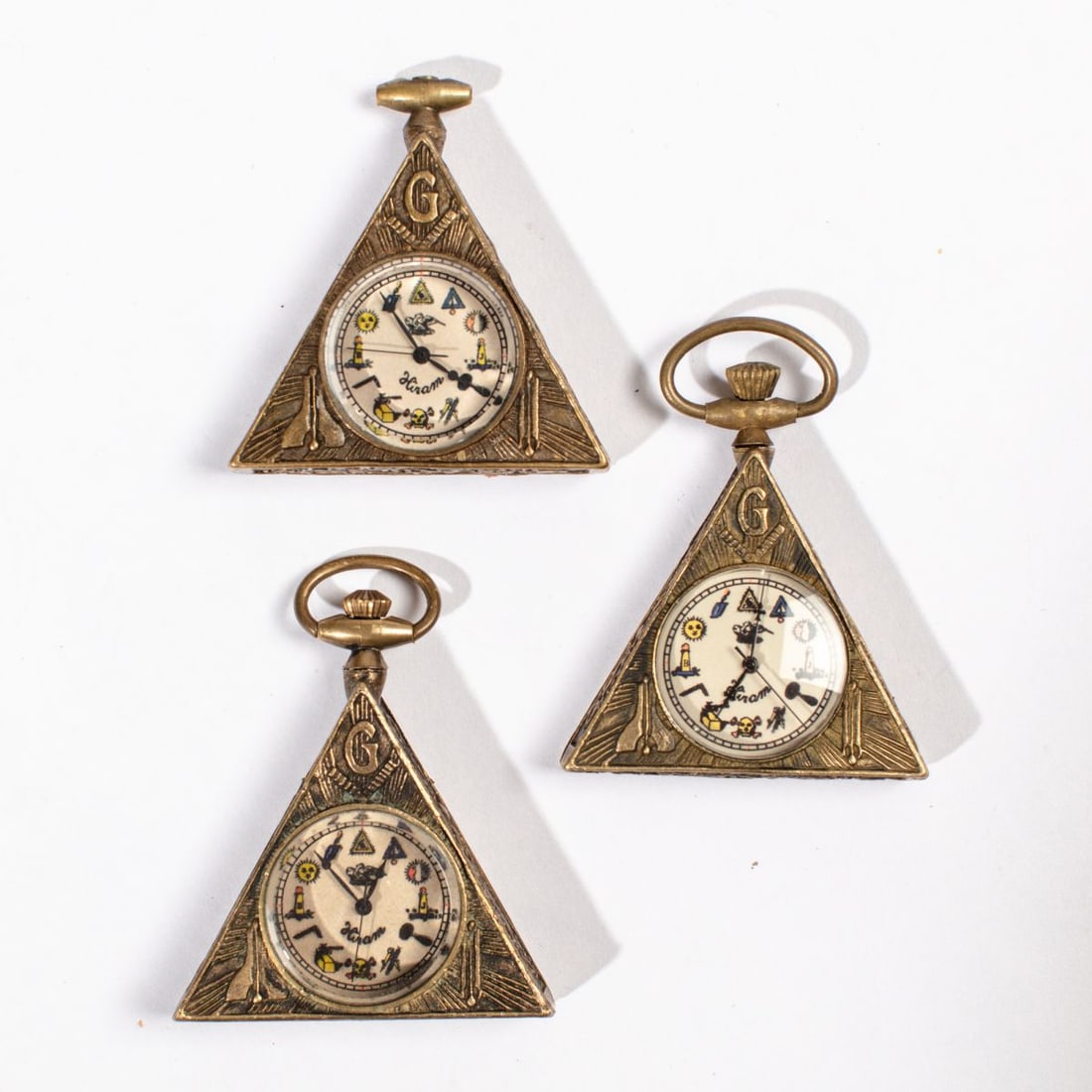 Three Masonic Triangular Pocket Watches - 2
