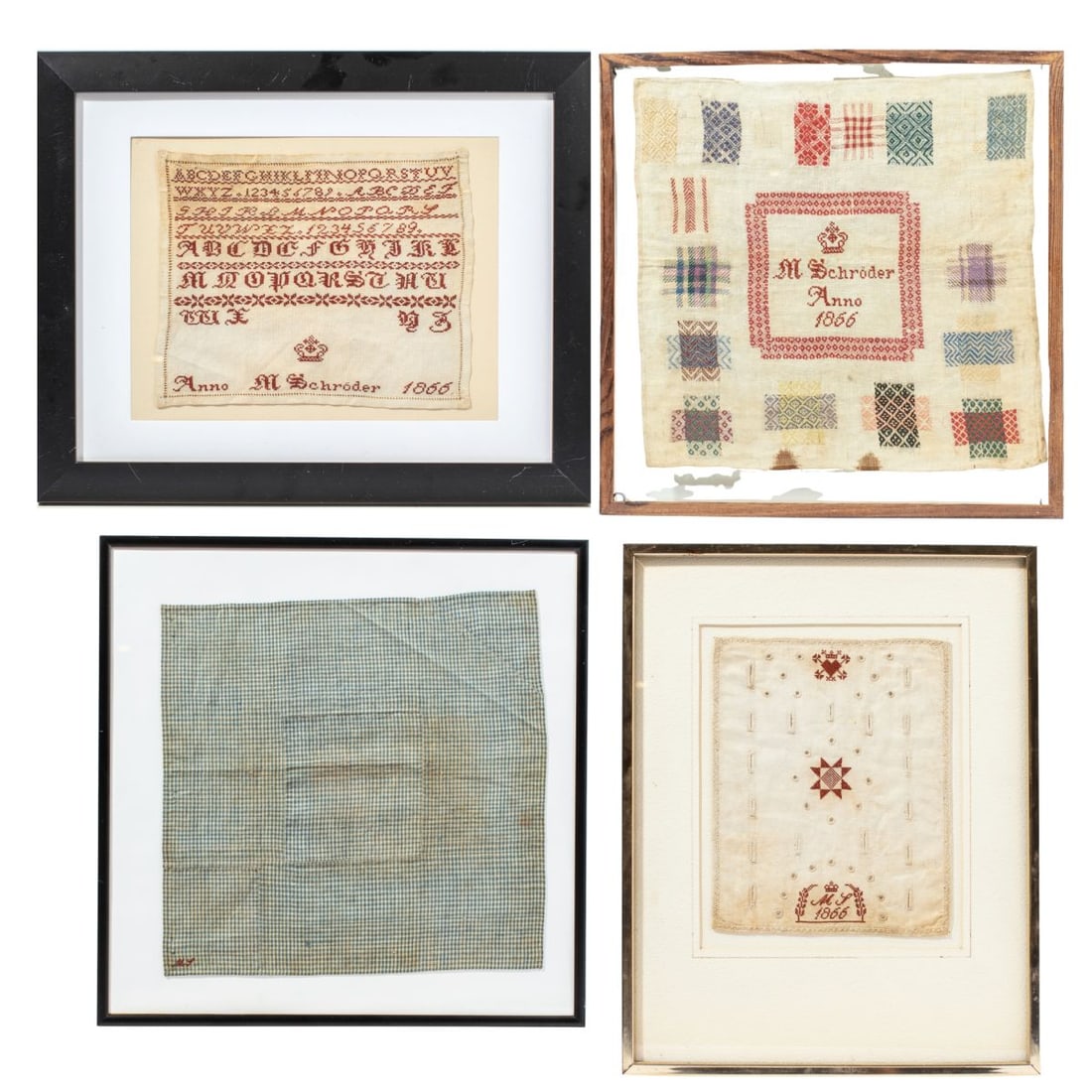 Group of 4 Hand Embroidered Samplers, 1866 (1 of 5)