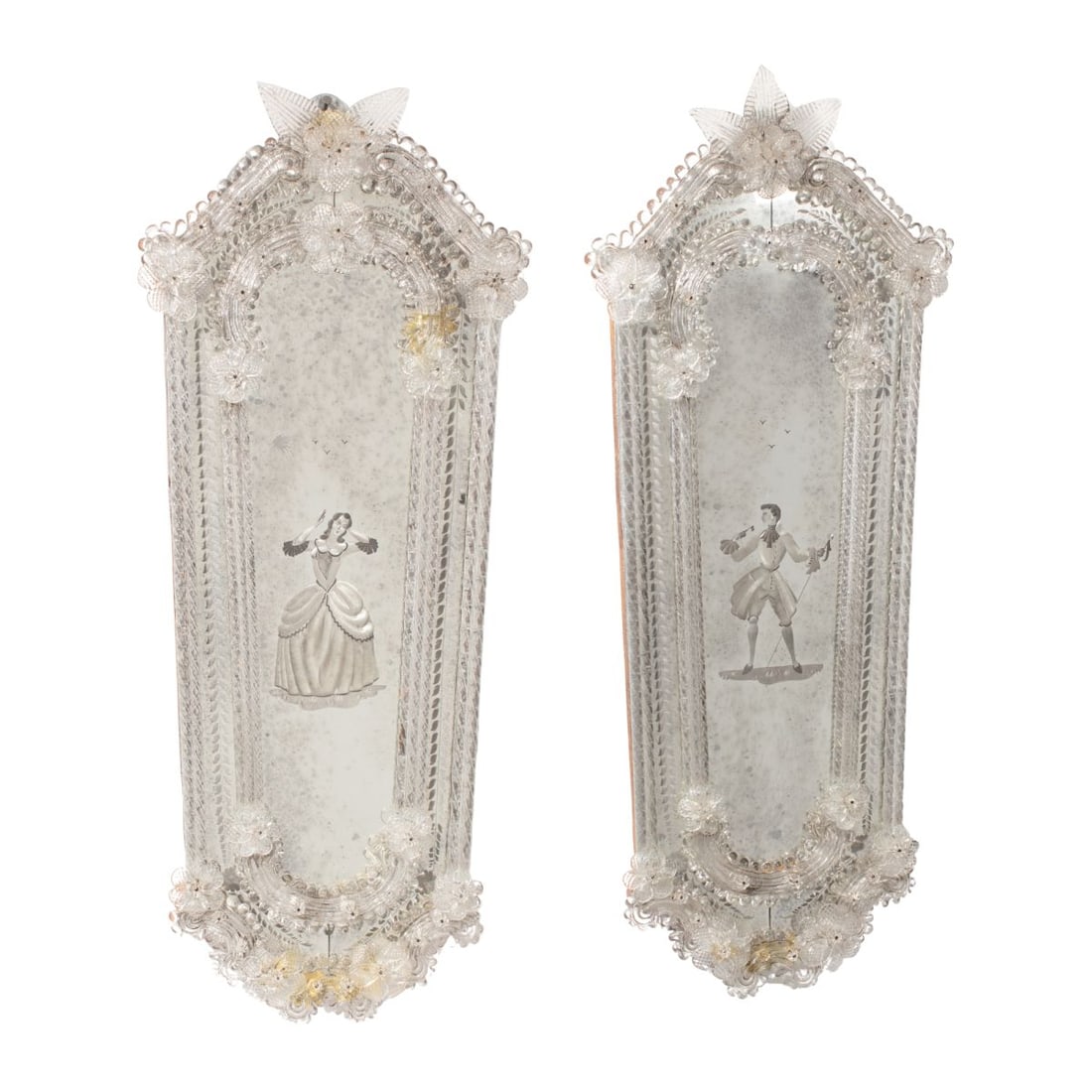 Pair Antique Venetian Etched Glass Mirrors (1 of 17)