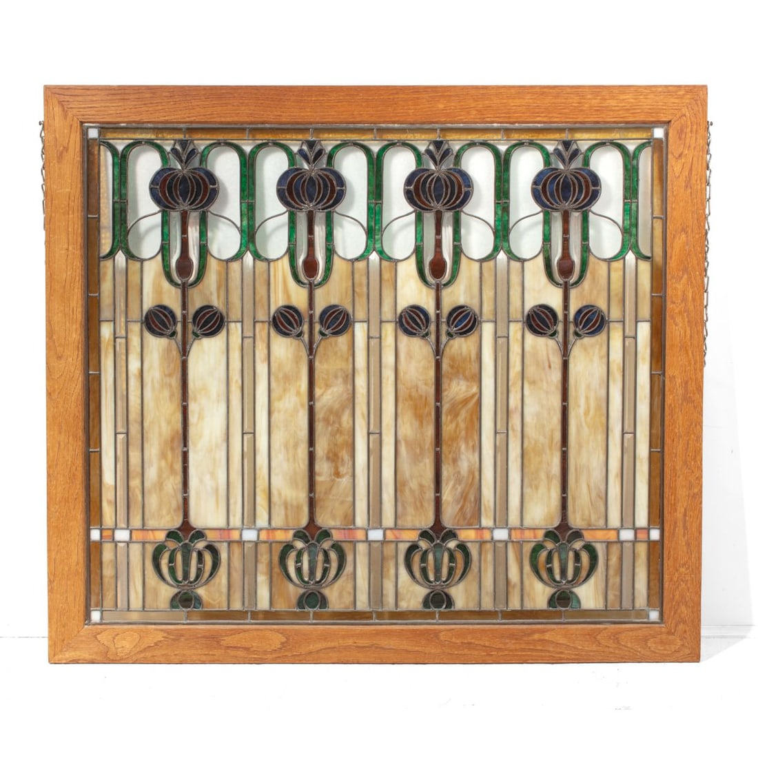 Antique Art Nouveau Leaded Stained Glass Window (1 of 5)