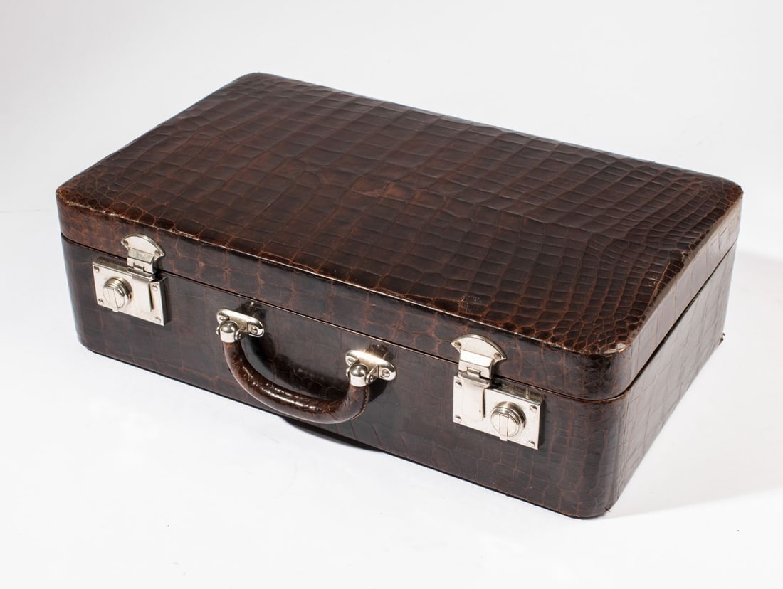 Antique Crocodile Leather Suitcase (1 of 7)