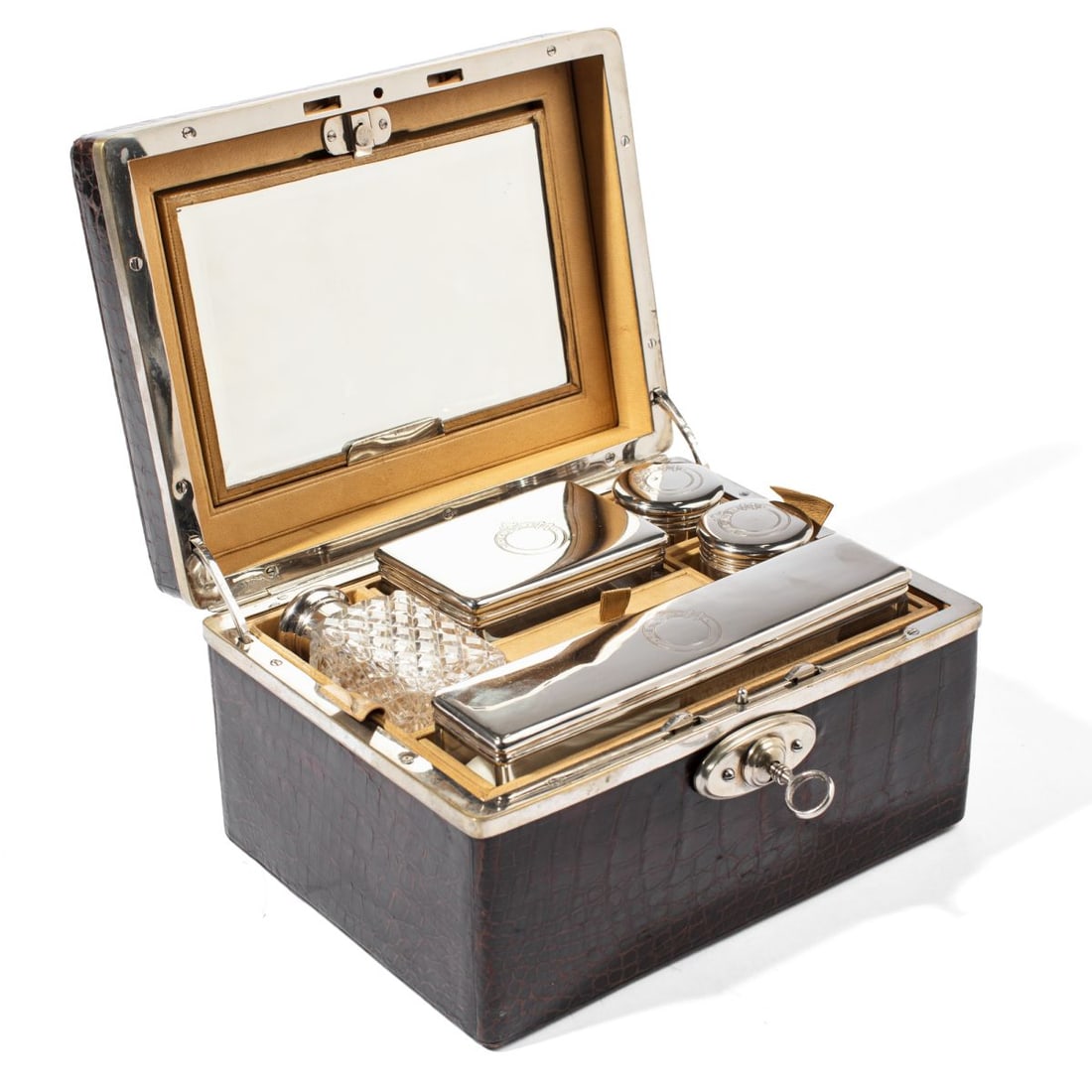 Antique Crocodile Leather Fitted Vanity Case (1 of 9)