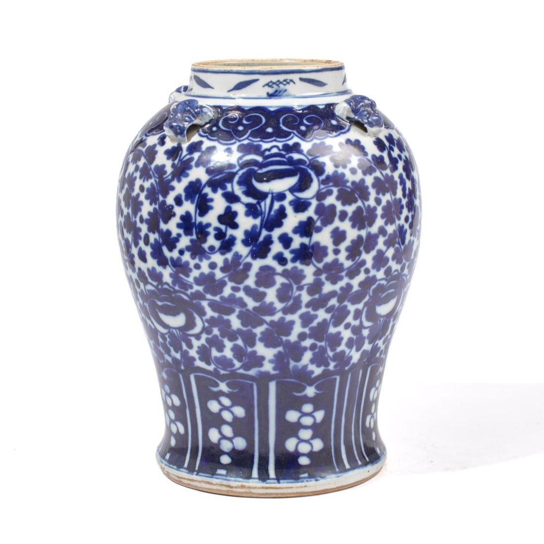 Antique Chinese Blue & White Porcelain Peony Jar (1 of 5)