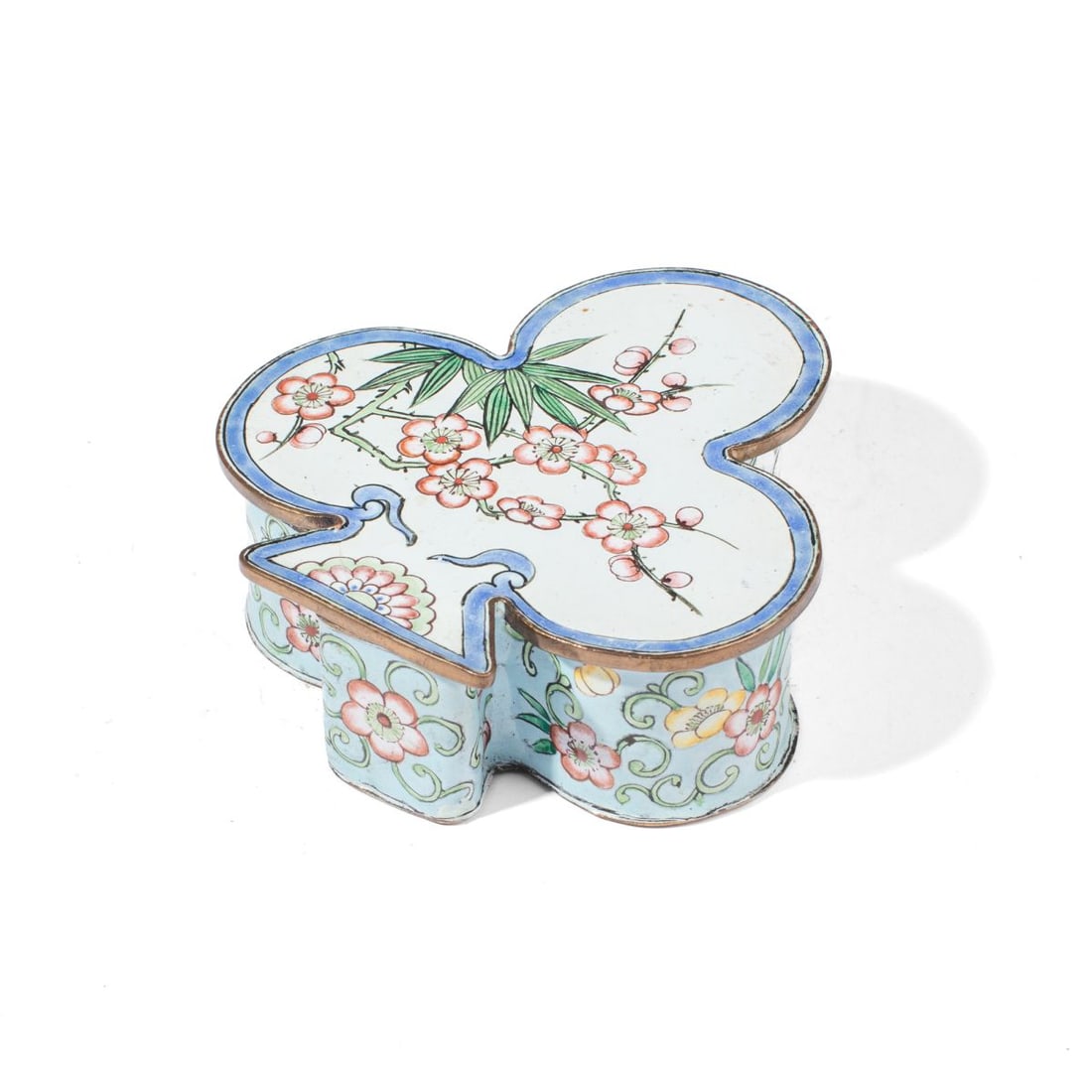Chinese Canton Enamel Spade-Form Box (1 of 4)