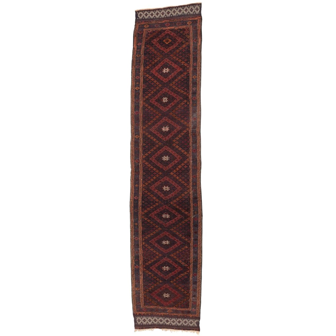 Afghan Hand Knotted Runner Rug 9' 4" (1 of 5)
