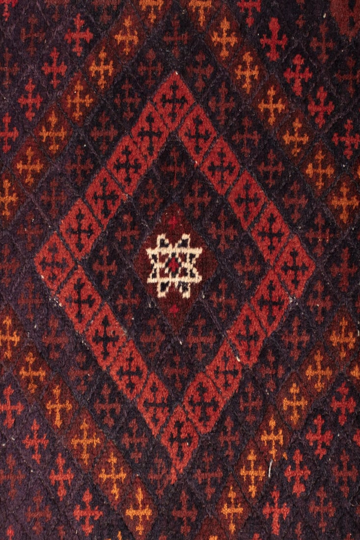 Afghan Hand Knotted Runner Rug 9' 4" - 4