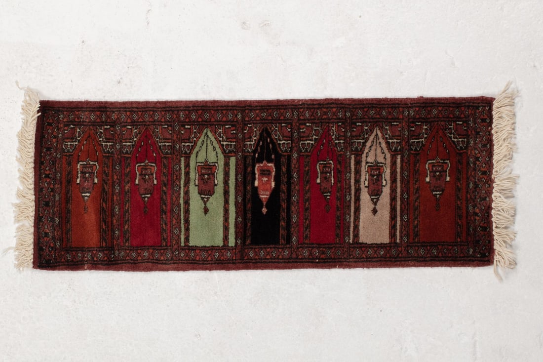 Vintage Pakistani Mihrab Pattern Runner Rug (1 of 3)