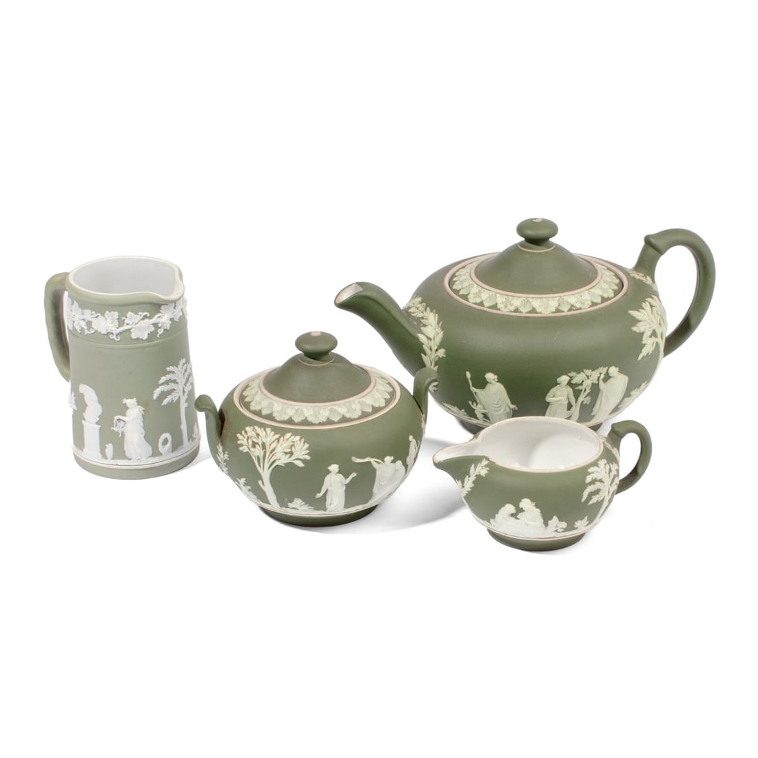 Four-Piece Wedgwood Green Dip Jasper Tea Set (1 of 5)