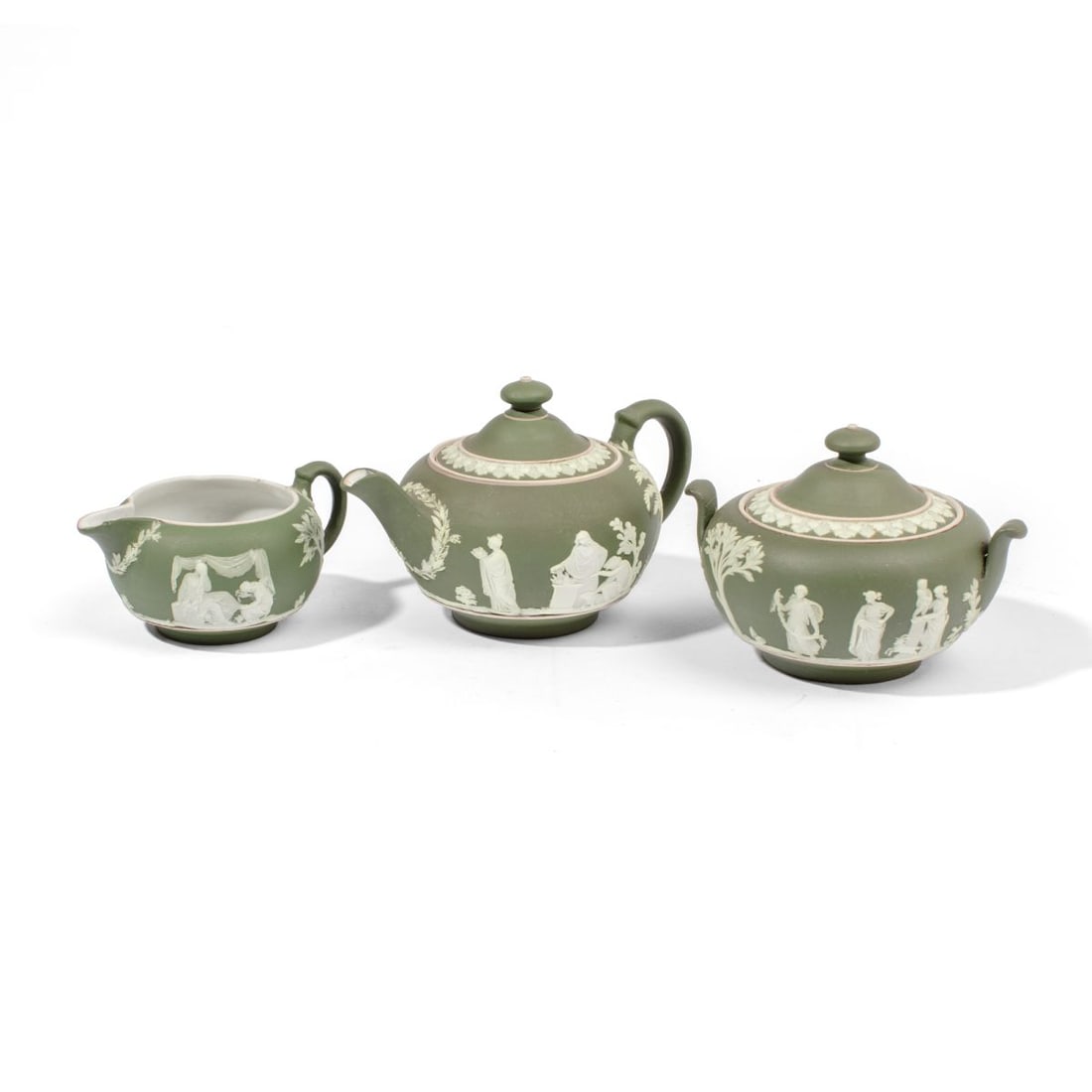 Three-Piece Wedgwood Green Dip Jasper Tea Set (1 of 5)