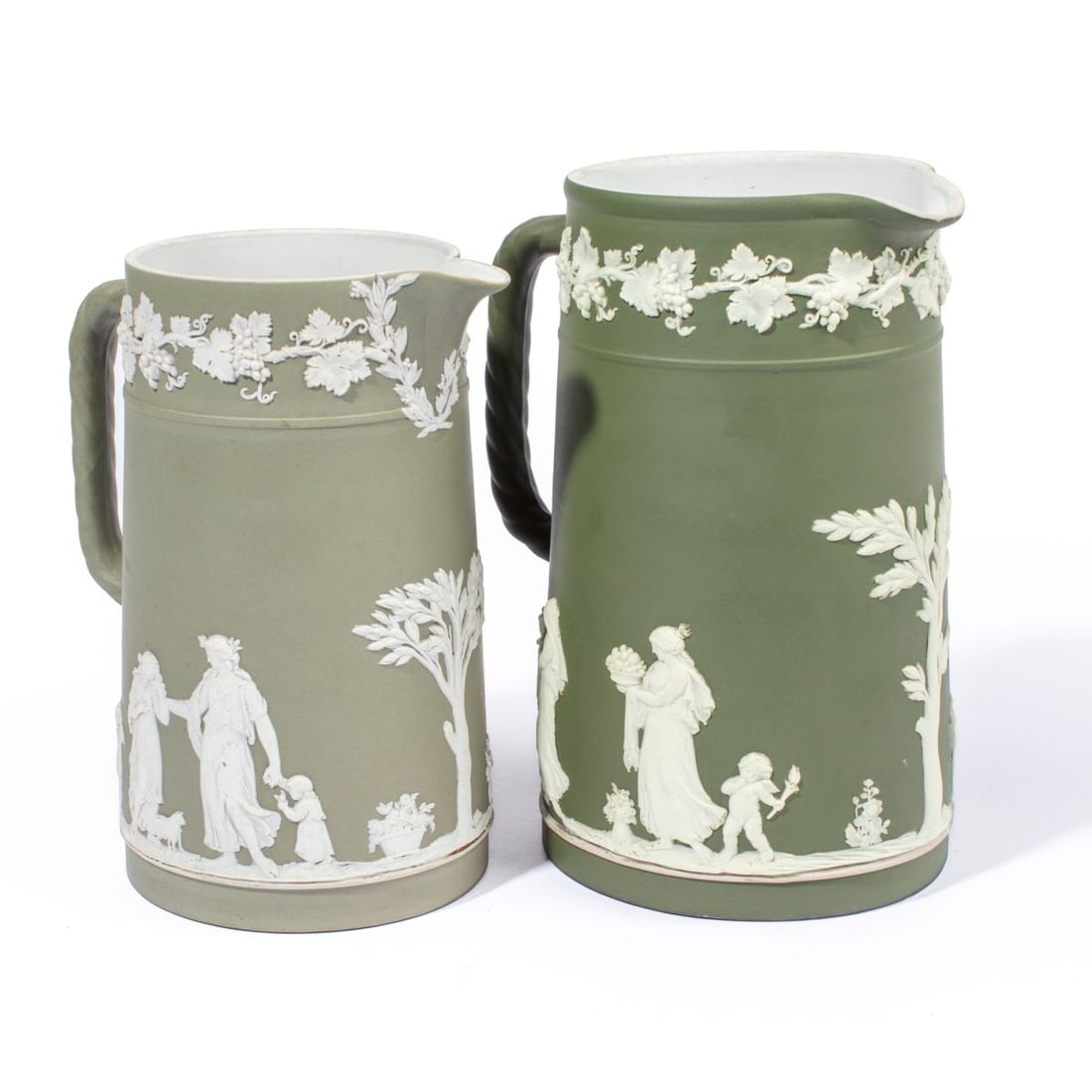 Two Wedgwood Green Dip Jasper Covered Pitchers (1 of 4)