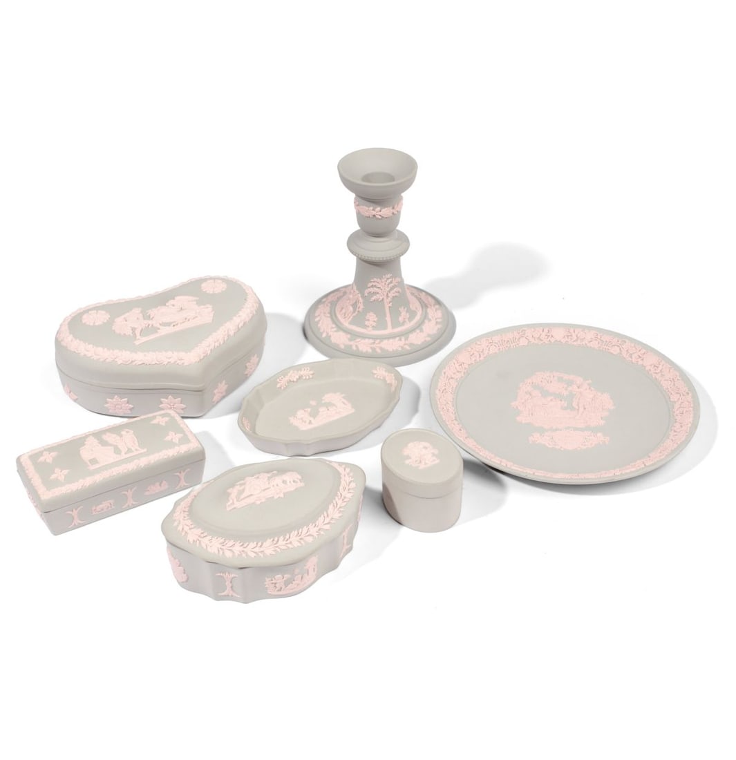 Wedgwood Pink & Grey Jasper / Boxes / Candlestick (1 of 7)