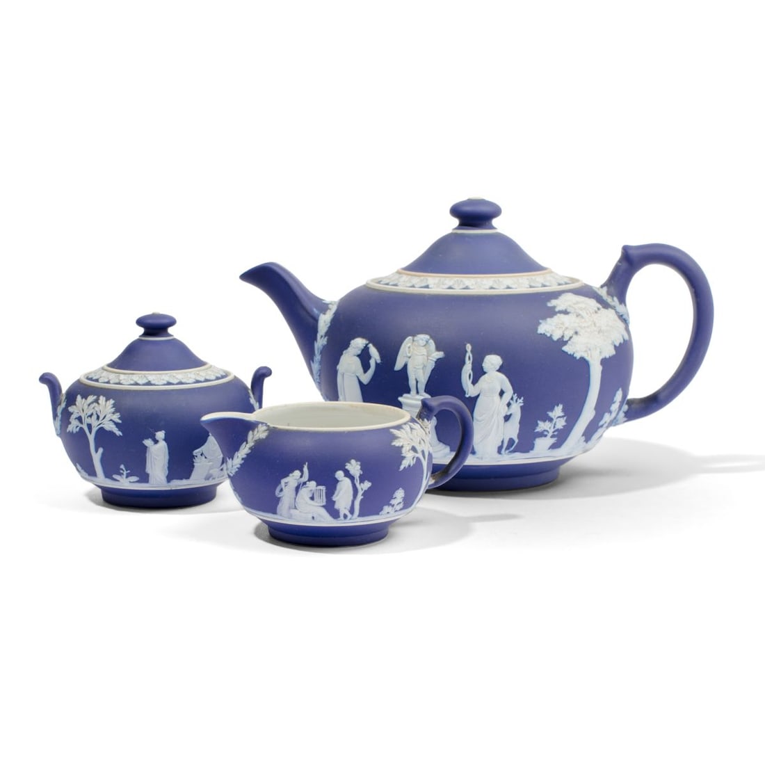 Three-Piece Wedgwood Blue Dip Jasperware Tea Set (1 of 4)