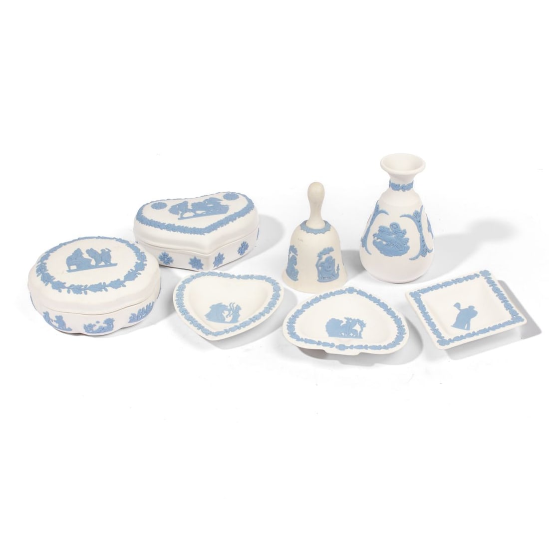 Seven Wedgwood Reverse Blue Jasperware Boxes Etc. (1 of 5)