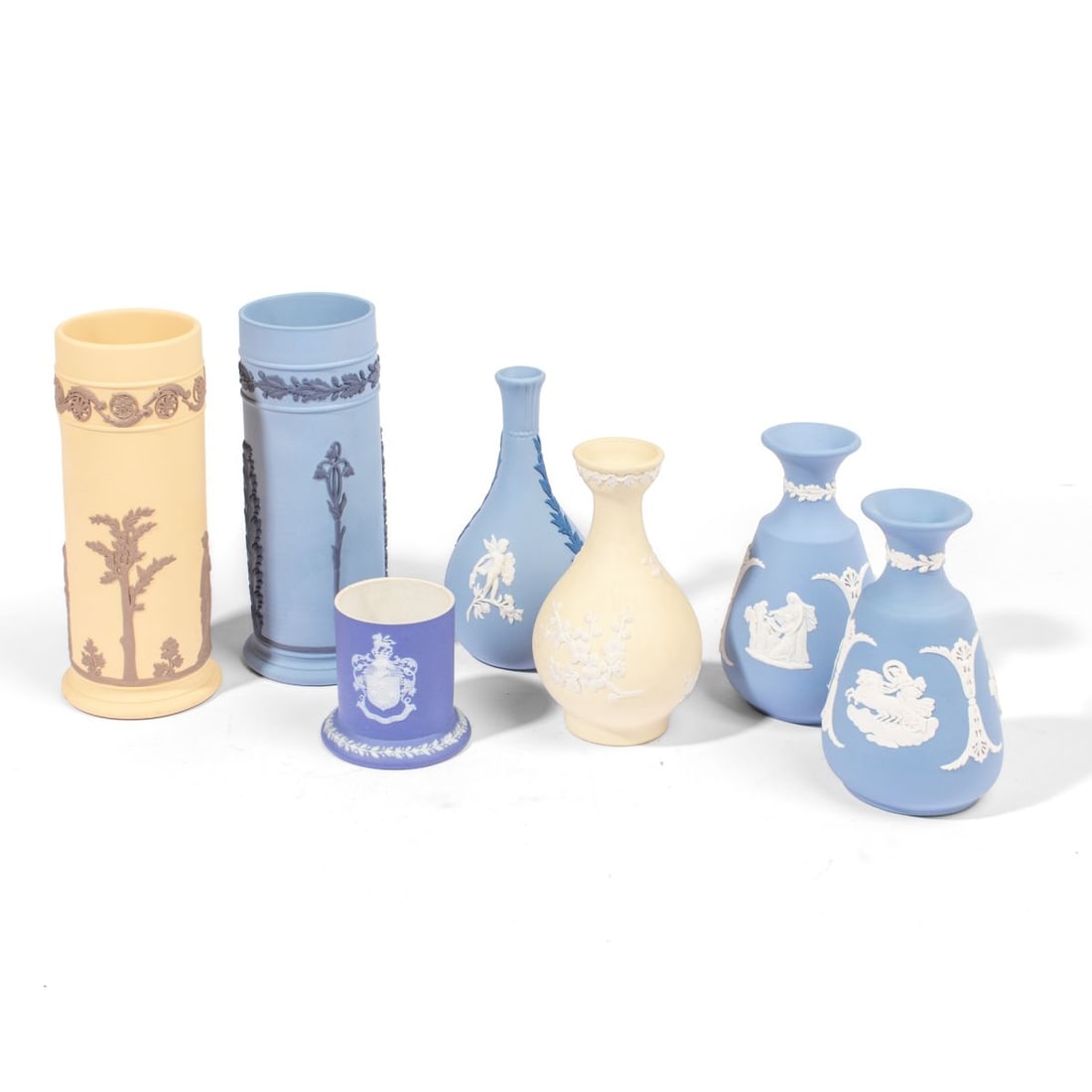 Seven Wedgwood Blue & Yellow Bud & Spill Vases (1 of 4)