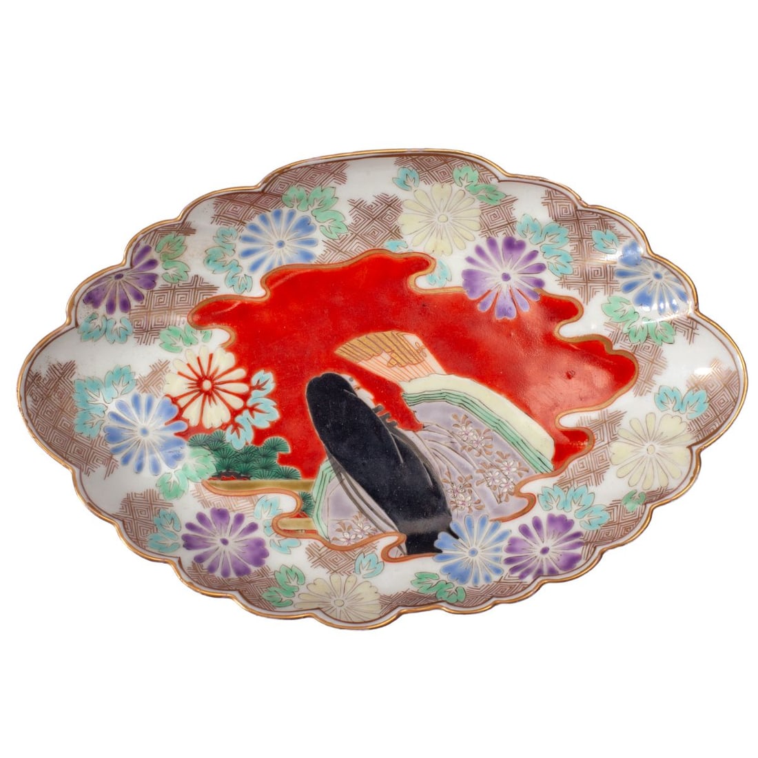 Japanese Fukagawa Porcelain "Bijin" Dish (1 of 3)