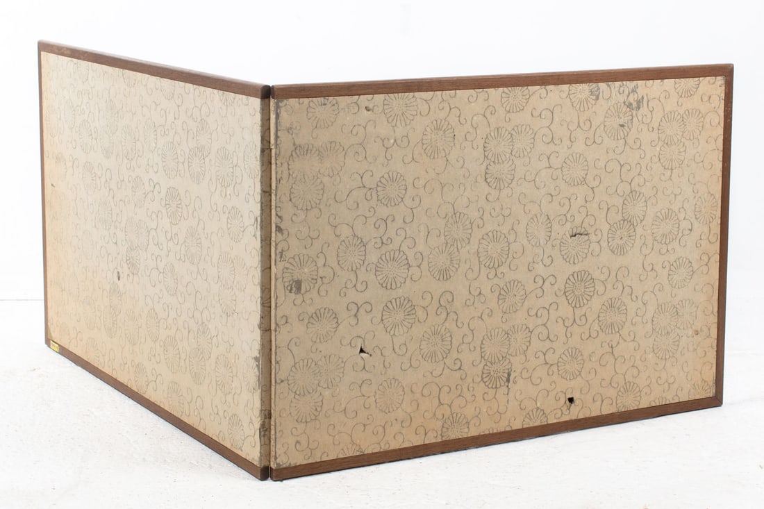 Japanese Two Panel Silver Leaf Folding Screen - 3