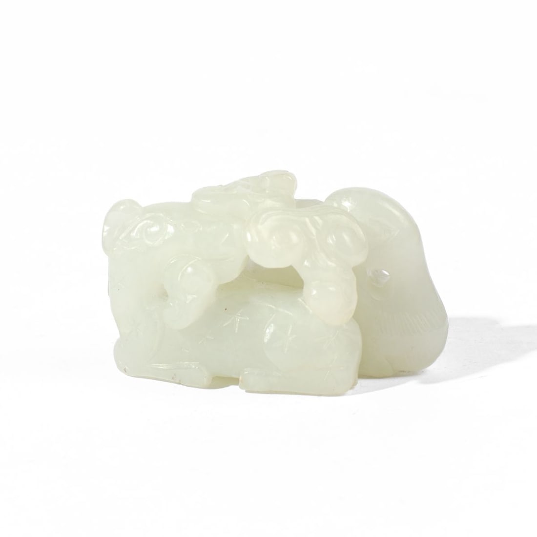 Antique Chinese White Jade Ram & Bird Group (1 of 7)