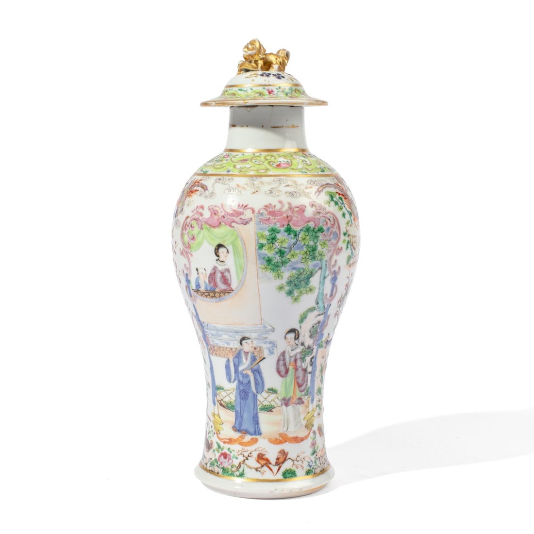 18th C. Chinese Famille Rose Covered Vase (1 of 5)