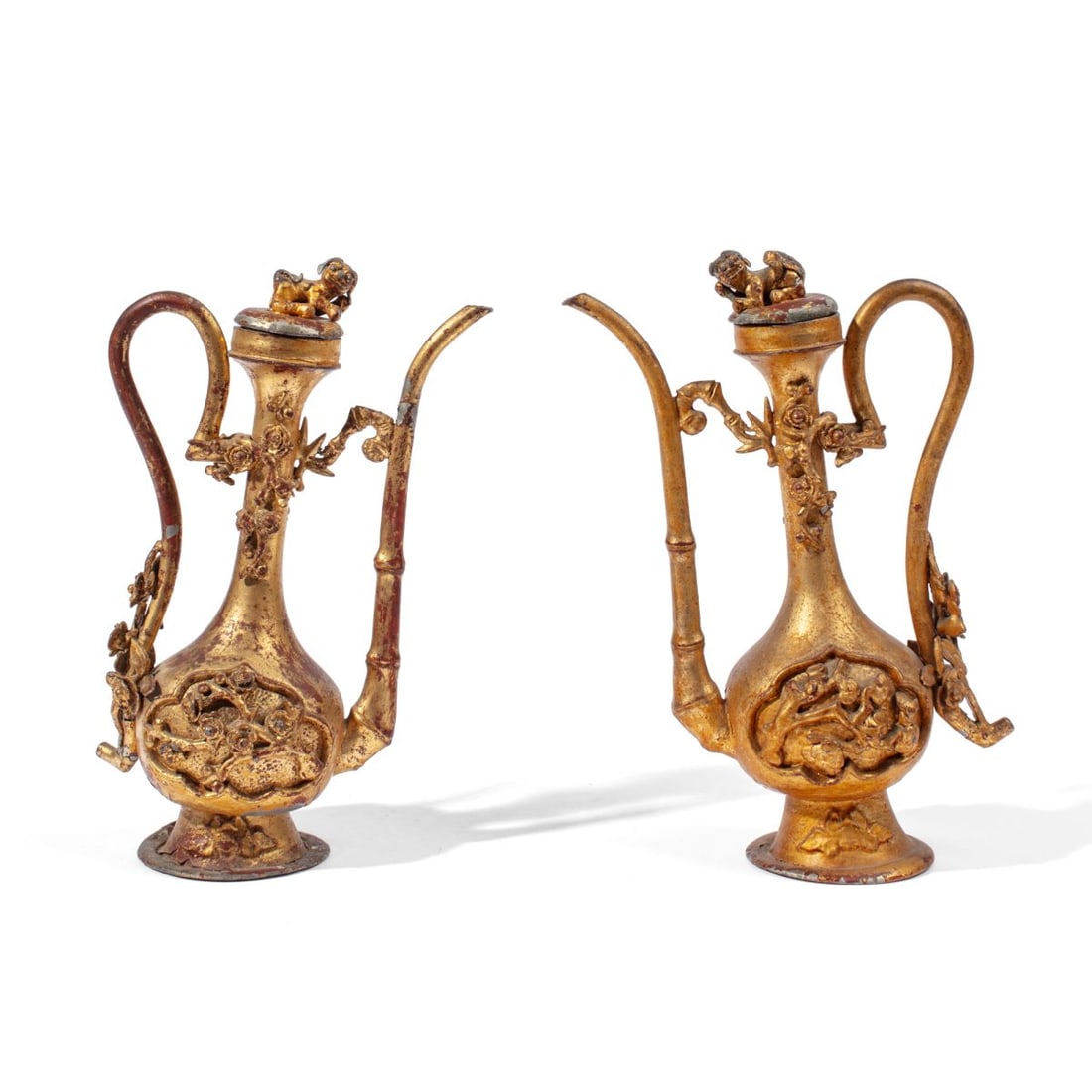 Pair 18th C. Chinese Gilt Pewter Ewers (1 of 7)
