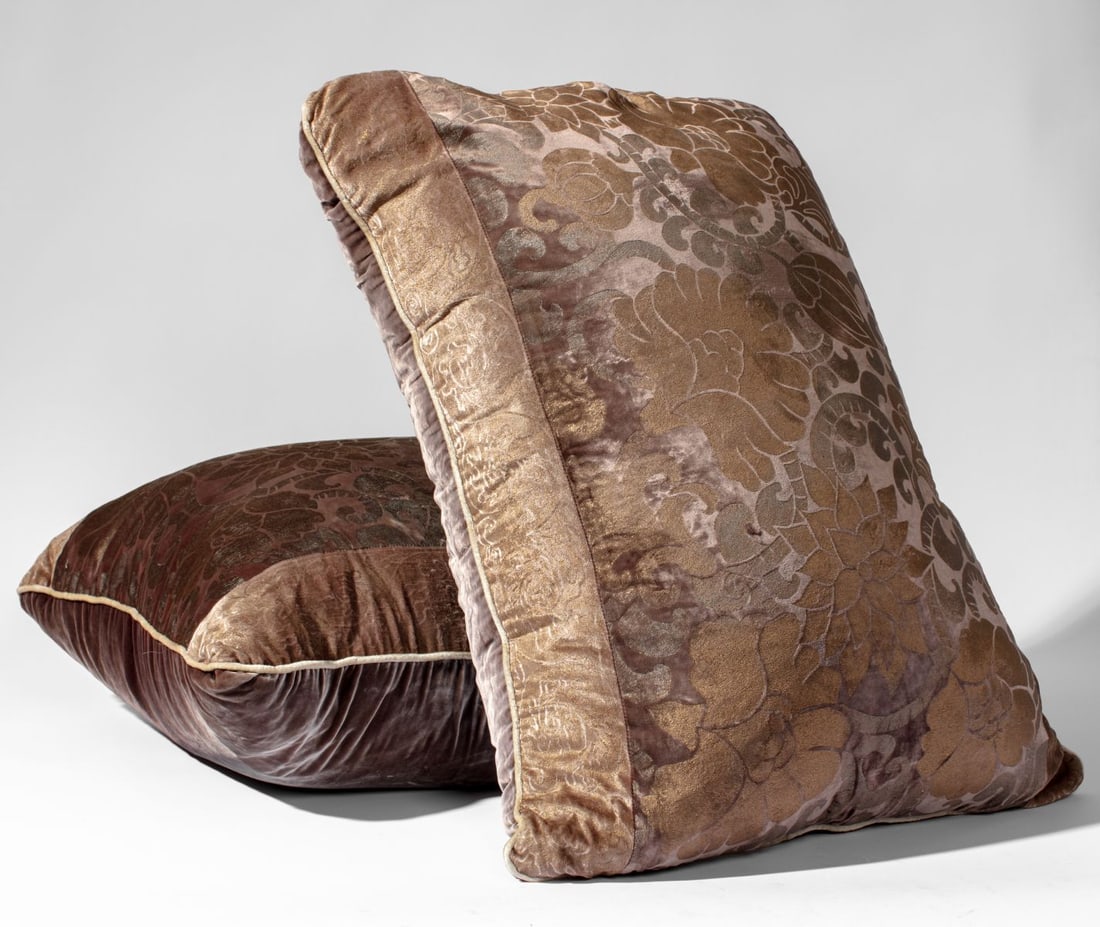 Pair Fortuny Style Silk Velvet Pillows 29" x 22" (1 of 7)