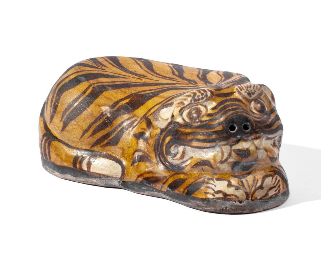 Rare Chinese Cizhoy Tiger Form Pillow (1 of 5)