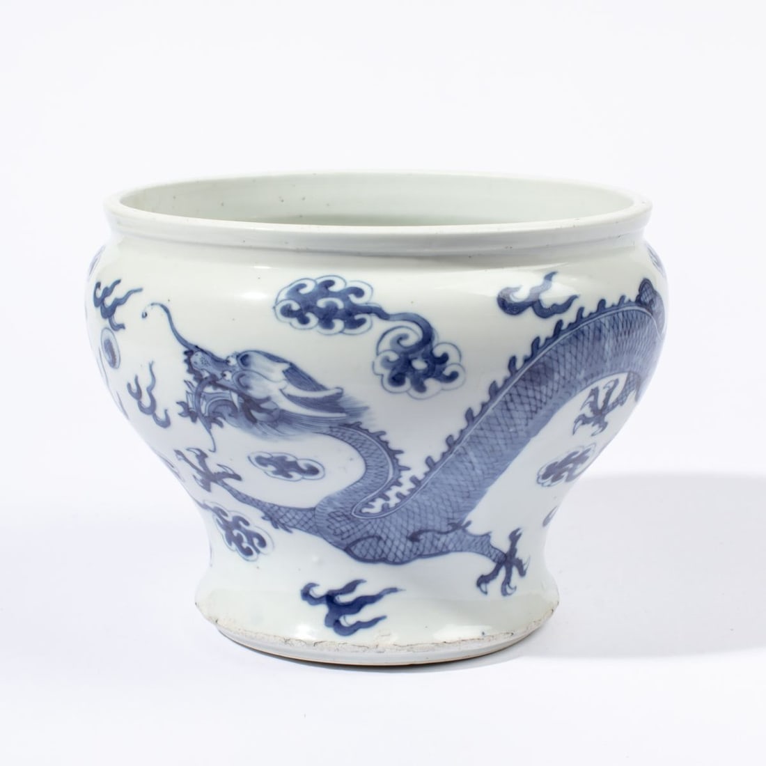 Chinese Blue & White Dragon & Phoenix Jardiniere (1 of 6)