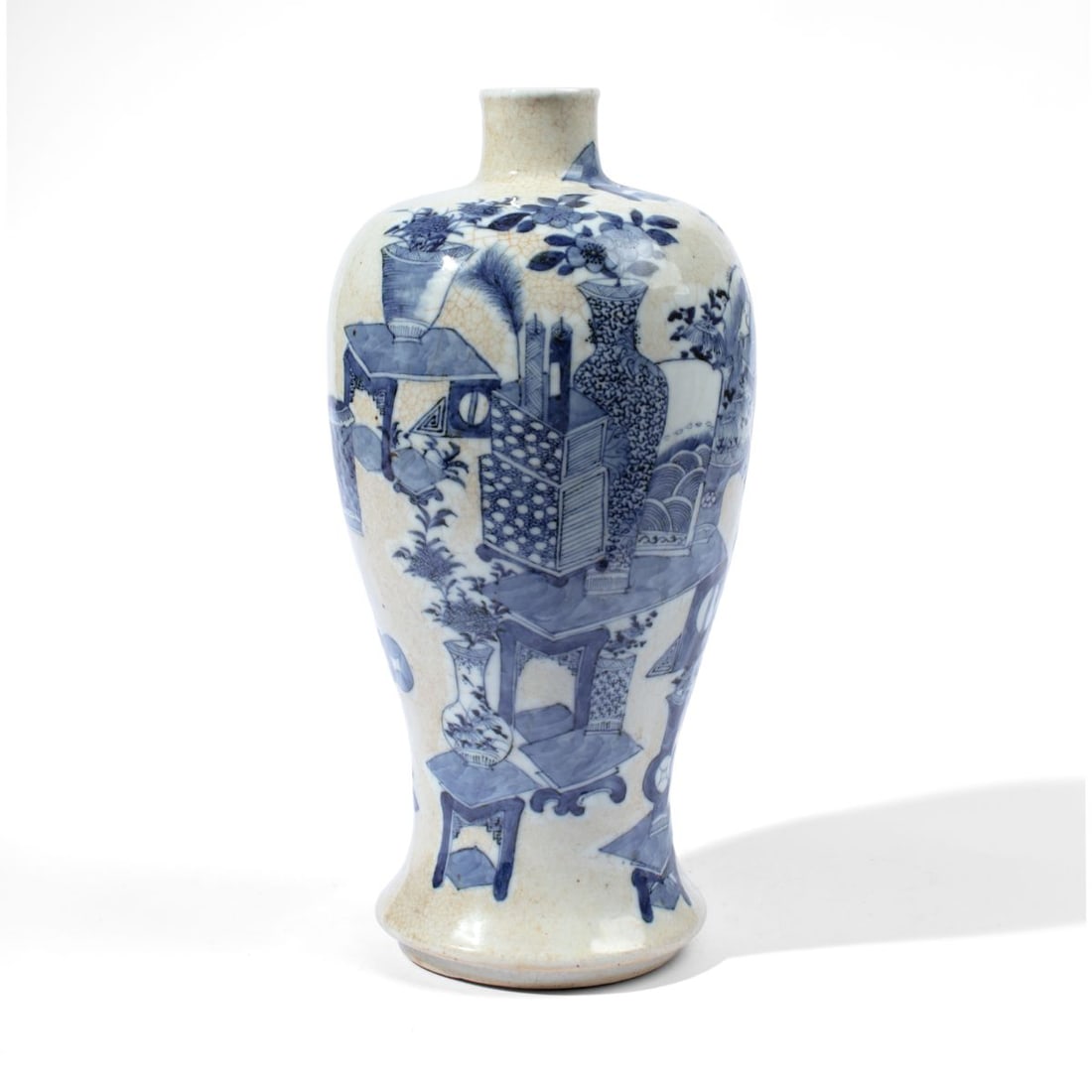 Antique Chinese Blue & White Meiping Vase 13,75" (1 of 6)