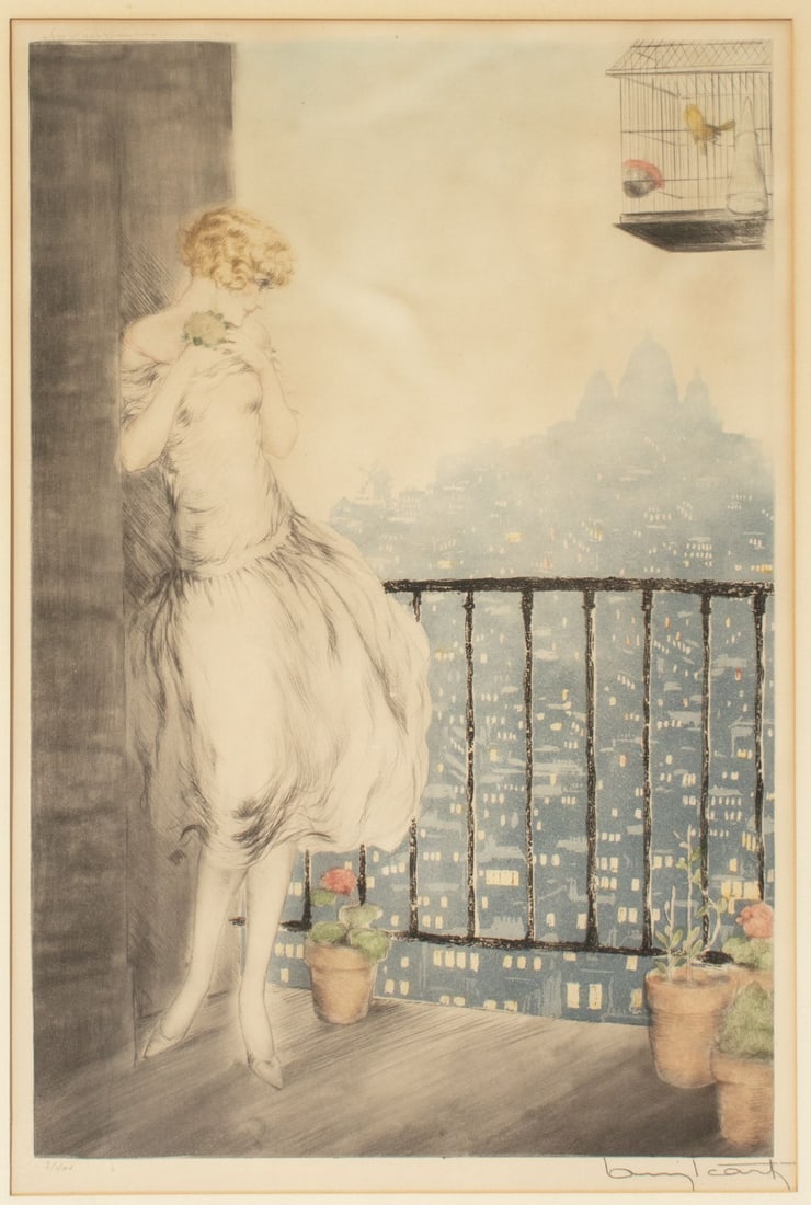 Louis Icart "Louise" Signed Color Etching (1 of 2)