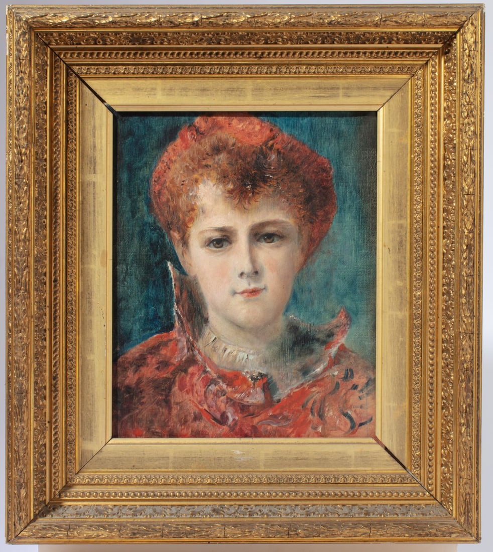 Antique French Portrait of a Lady Oil on Canvas (1 of 3)
