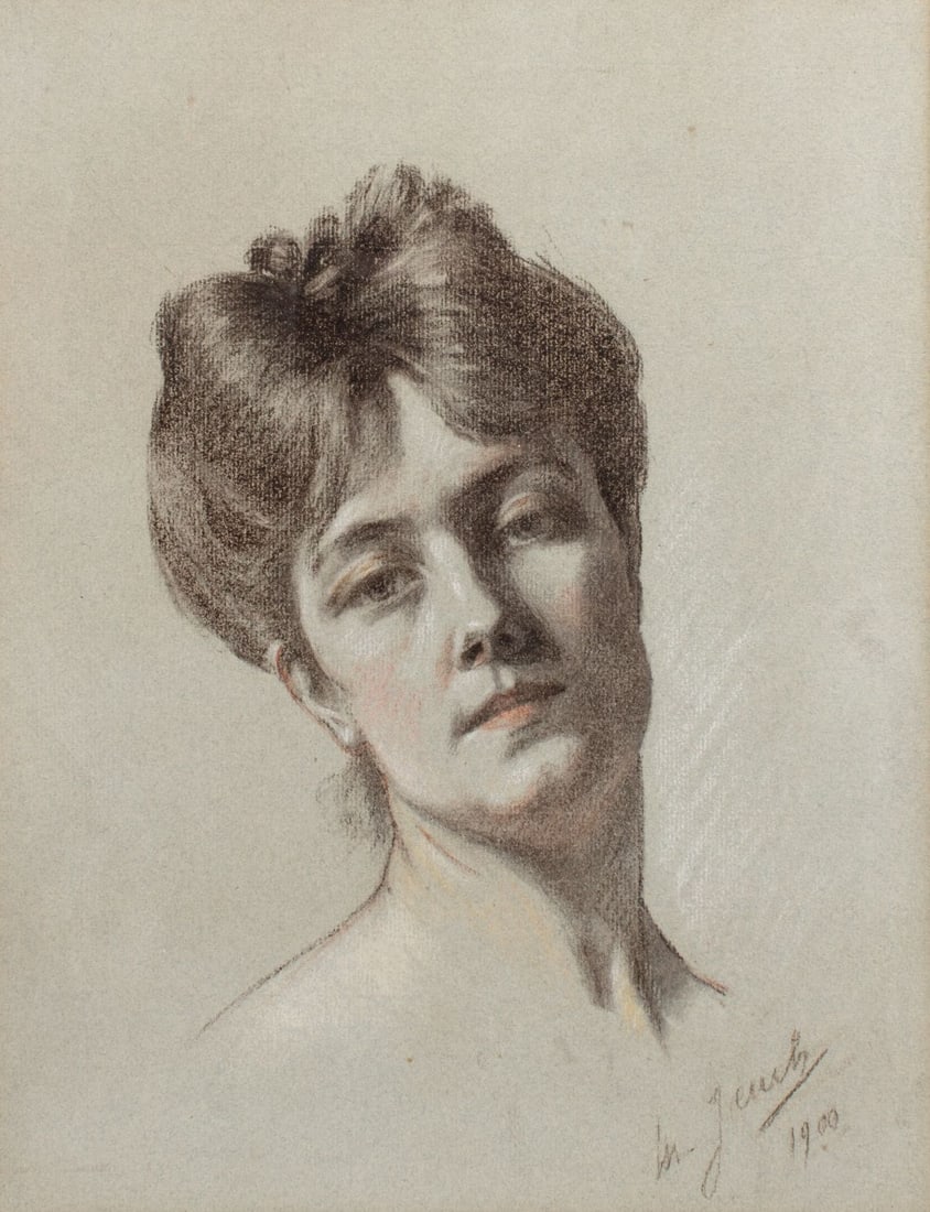Portrait of a Lady Pastel signed M. Jeuchy, 1900 (1 of 4)