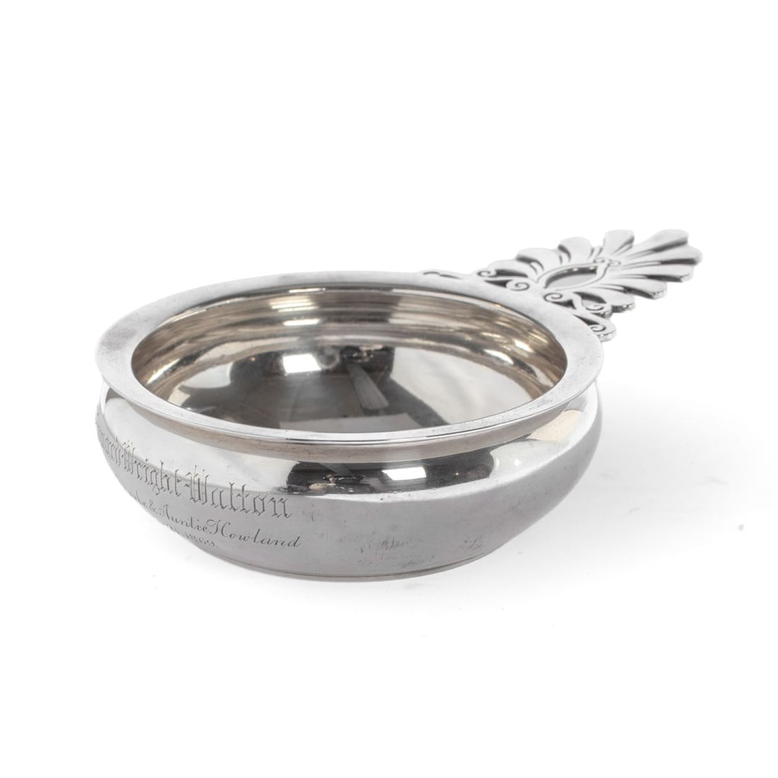 1868 Gorham Sterling Silver Porringer Bowl: 1868 Gorham sterling silver porringer bowl. Engraved to side: Howard Wright Walton From Uncle & Auntie Howland Nov. 21, 1869. Marked: Gorham hallmarks, STERLING, 10, and date code letter A for 1868. S