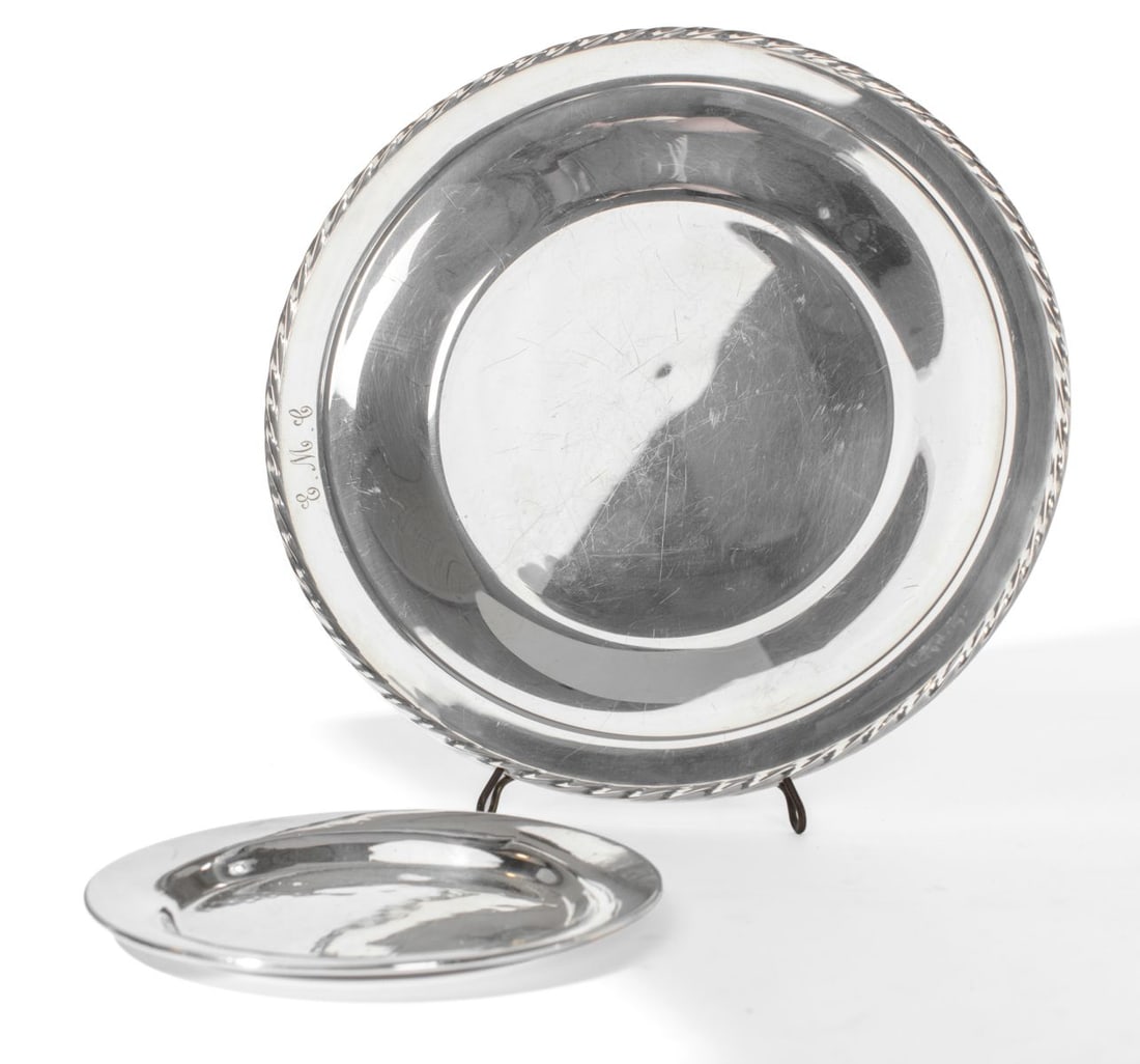 Two Sterling Silver Round Plates / Trays (1 of 6)