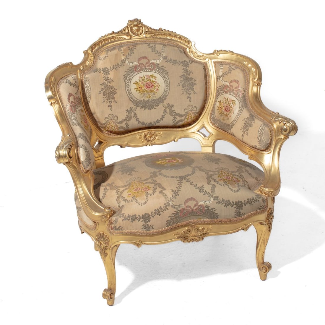 Antique Louis XV Rococo Giltwood Salon Chair (1 of 2)