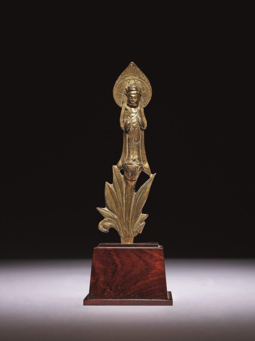 A GILT BRONZE BODHISATTVA-NORTHERN QI: A GILT BRONZE BODHISATTVA-NORTHERN QI 北齊銅鎏金菩薩立像 ◆size:H14cm "來源：金澤資深藏फ