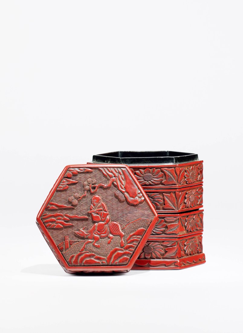 Ming , Chinese Carved Lacquerware: å‚™è¨»ï¼šèˆŠæœ¨ç›’ç®±æ›¸ï¼šå †æœ±å…­è§’é‡ä¸€çµ„",SizeW13cm H15cmâ˜…WEB Catalogï¼šhttps://book.yunzhan365.com/bookcase/jvtek/index.html
