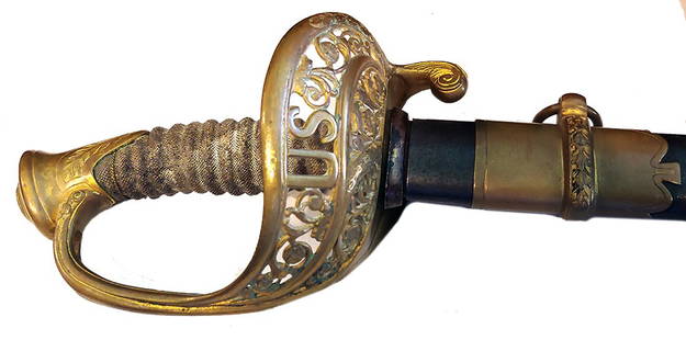 US 1861 Dated & Inspected Civil War Staff & Field Sword: Only 59 Ames Staff and Field Officer's Swords were inspected, dated, and delivered in 1861. At the beginning of the war the government revived the practice of supplying officers with swords at cost to