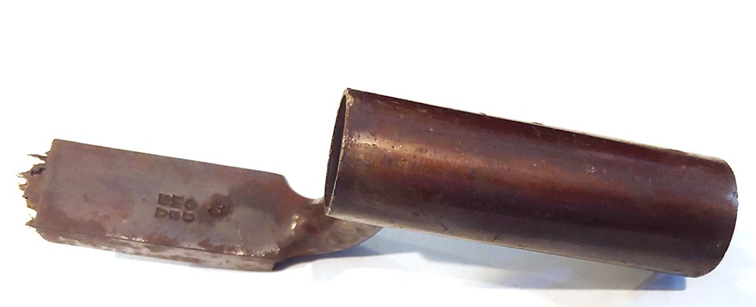 1816 Fencing Bayonet Adapter: This Type I U.S. fencing bayonet was the first attempt by the Ordnance Department to provide a practice bayonet for training. This version, a modified 1816 pattern bayonet, probably was devised in the
