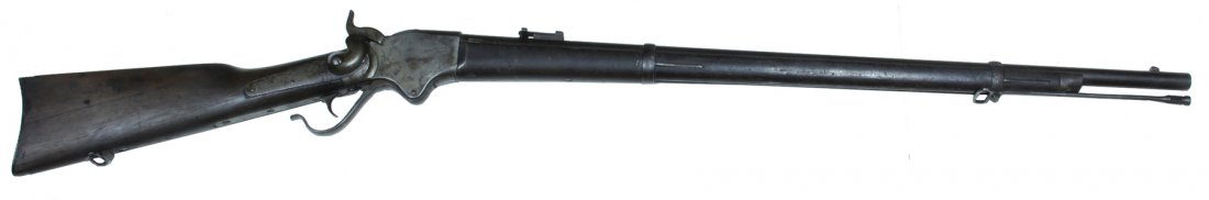 Scarce 1865 Spencer Infantry Rifle made at Springfield: VERY SCARCE SPENCER REPEATING CARBINE MFRd BY BURNSIDE RIFLE CO. HAVING THE SPRINGFIELD ARSENAL ALTERATION TO INFANTRY RIFLE. In 1871, a mere 1108 Burnside marked Spencer carbines were converted to in