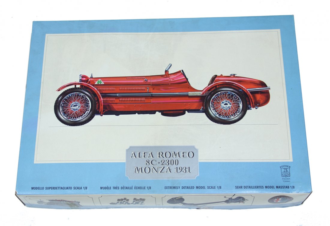 Mint Condition Pocher K71 1931 Alfa Romeo 8C 2300 kit: Pocher K71 1931 Alfa Romeo 8C 2300 Monza 1931 K71 1/8 Scale Model KitThis kit is a rare vintage Pocher model kit that was discontinued after a fire at the factory destroyed the original production too