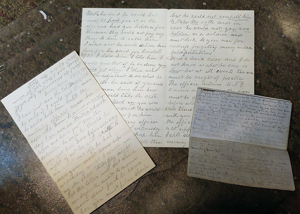 CW BATTLE Diary and Letters Port Hudson and Grenades!: Two letters and handmade diary covering the month of June 1863. Diary is among the most exciting I have ever read. June 14th 1863 writer tells of being drawn up in line of battle at 1am and laying alo