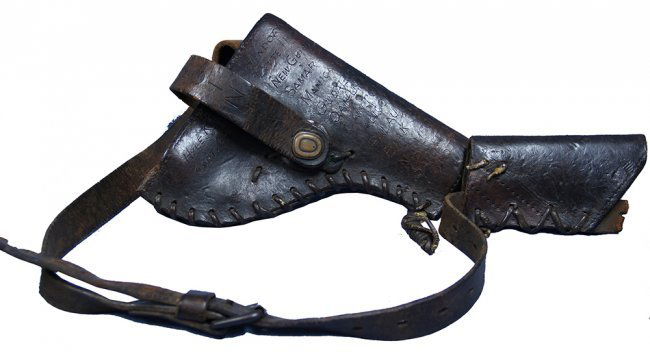 WW2 Shoulder Holster Gun Belt Carved IDed: Carved & Identified WW2 Holster & Shoulder Belt with Battle and Location Honors with dates. Worn in the South Pacific theater. Amazingly I just found this officer's photo and obituary on the internet.